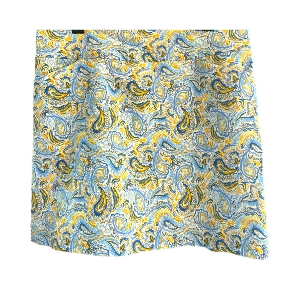 Elliott Lauren Women's Blue Yellow Paisley Print Golf Skort Size 8 Preppy